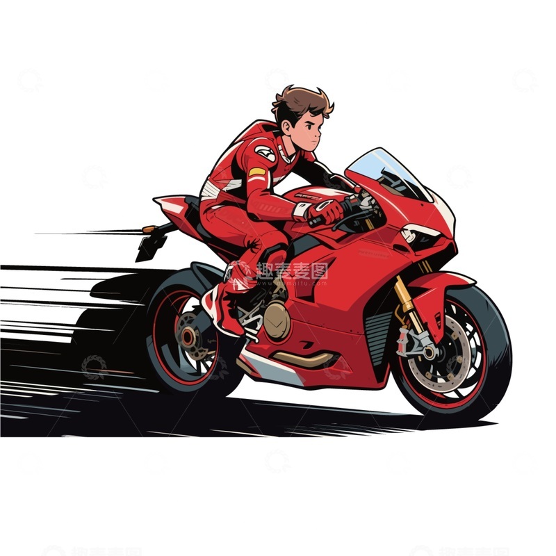 源文件下载【趣麦麦图】-红色赛车手插画矢量图