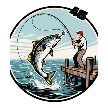 钓鱼图插画圆形素材