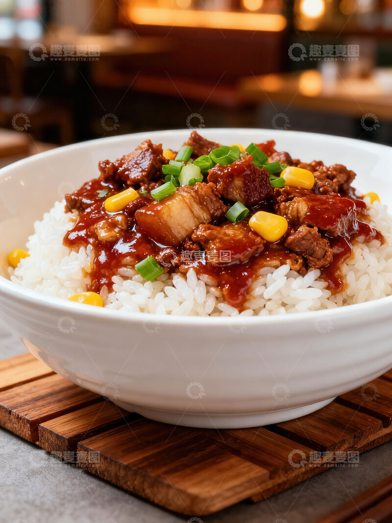 高清大图下载【趣麦麦图】卤肉饭  酱色  香气  