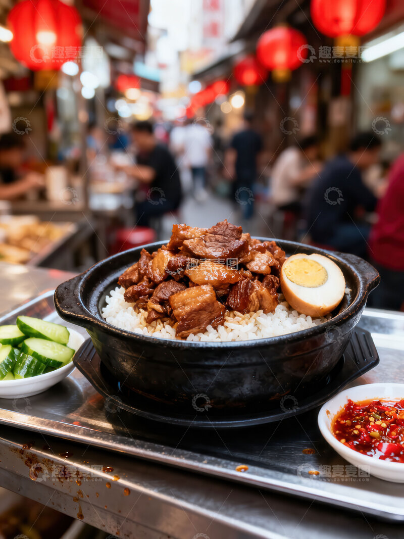 高清大图下载【趣麦麦图】卤肉饭  酱色  醇厚      