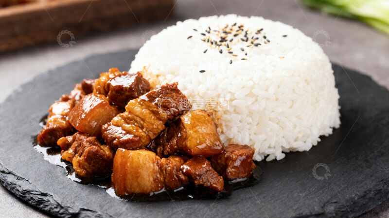 高清大图下载【趣麦麦图】卤肉饭  酱色  满足  