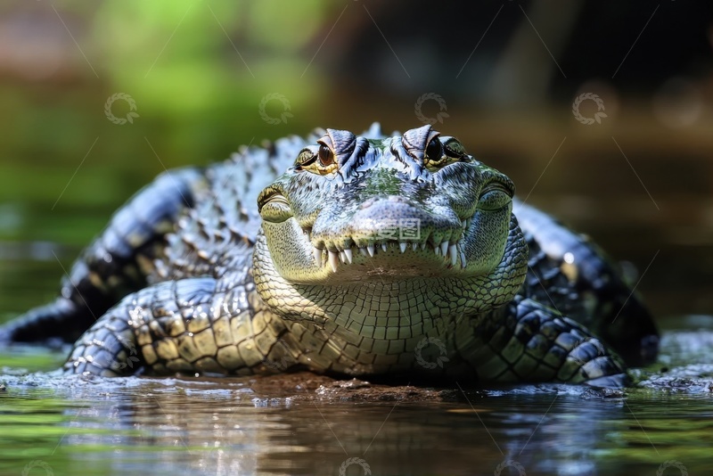 高清大图下载【趣麦麦图】河流里的一头鳄鱼