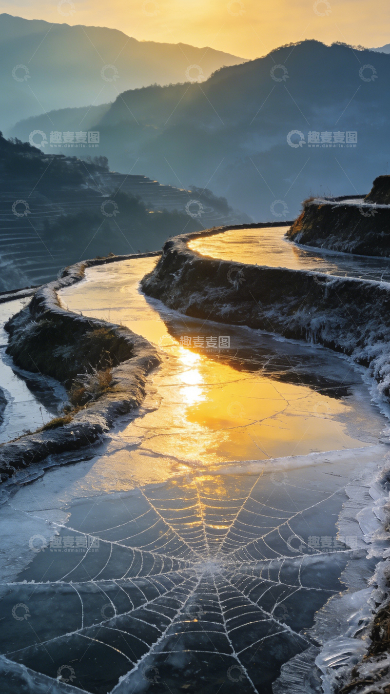 高清大图下载【趣麦麦图】冰网梯田冬韵3