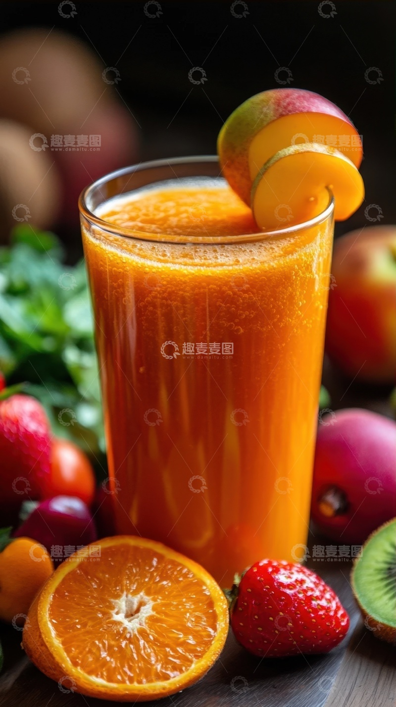 高清大图下载【趣麦麦图】-鲜榨苹果橙子汁饮料