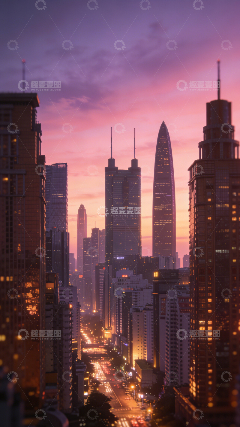 高清大图下载【趣麦麦图】城空霞色都市幻彩