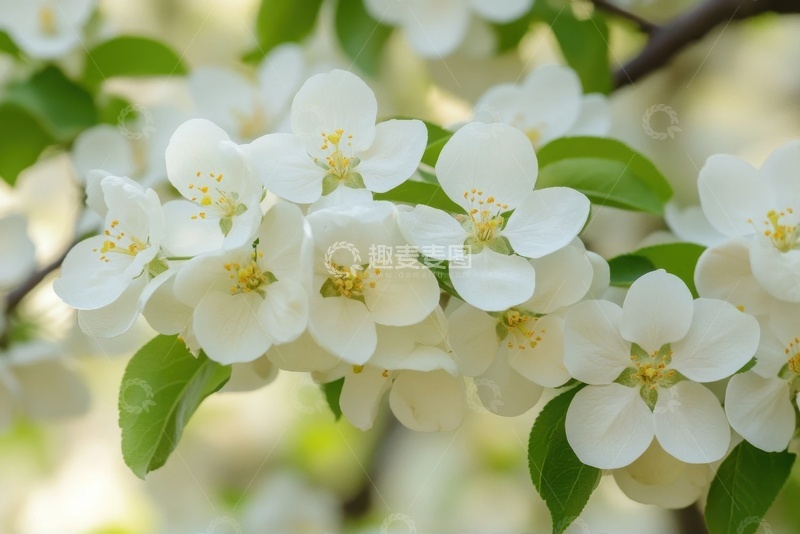 高清大图下载【趣麦麦图】盛开的白色花枝花朵