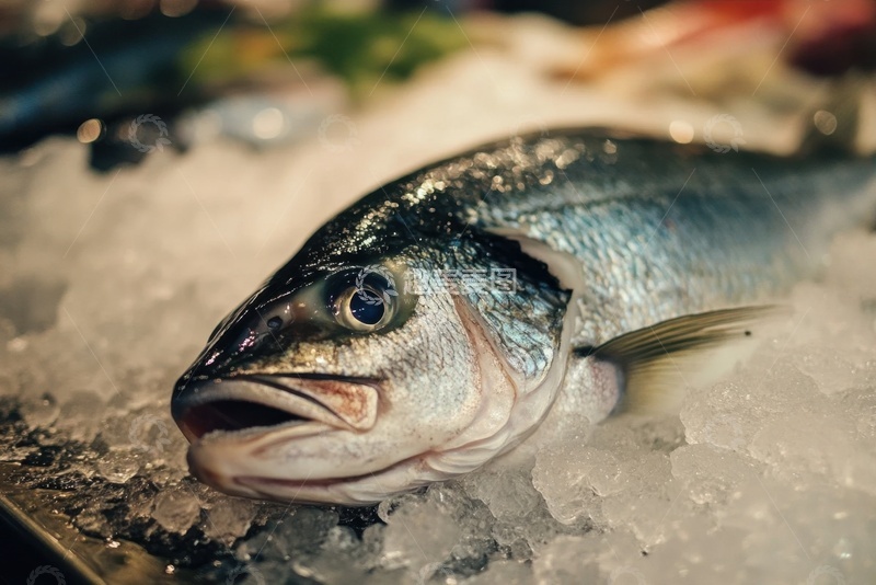 高清大图下载【趣麦麦图】冰块里的冰冻鲜鱼