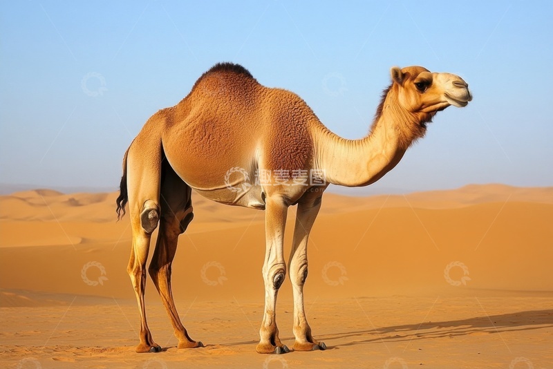 高清大图下载【趣麦麦图】-沙漠里的一头骆驼