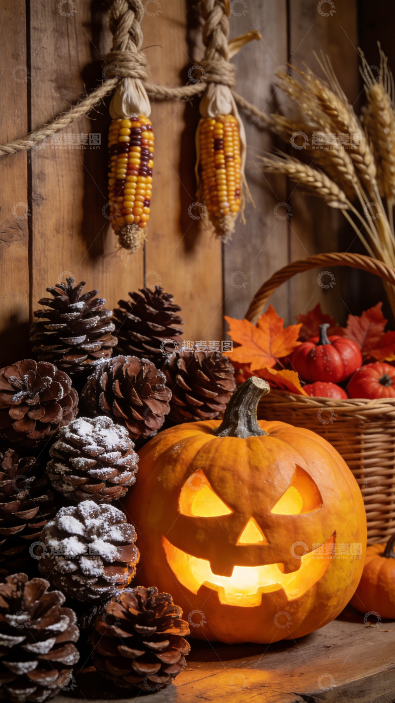 高清大图下载【趣麦麦图】秋日南瓜丰收温馨