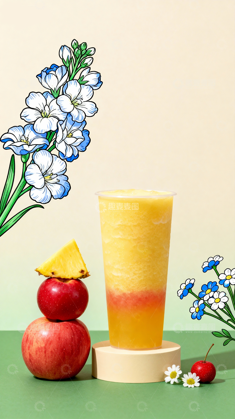 源文件下载【趣麦麦图】菠萝果汁饮料摄影2