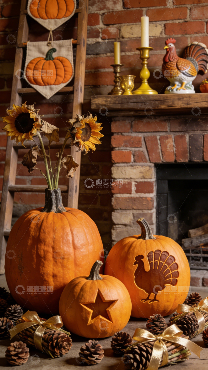 高清大图下载【趣麦麦图】秋日南瓜丰收温馨1