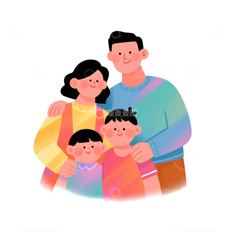 源文件下载【趣麦麦图】扁平风格的一家四口2