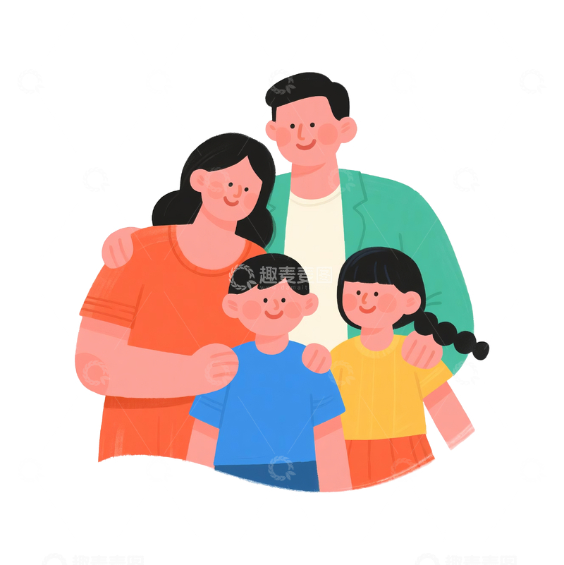 源文件下载【趣麦麦图】扁平风格的一家四口41