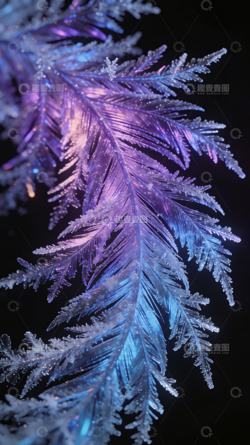 高清大图下载【趣麦麦图】幻彩冰羽蓝紫梦幻3