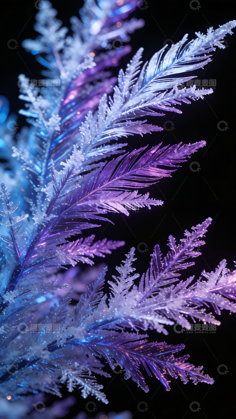 高清大图下载【趣麦麦图】幻彩冰羽蓝紫梦幻1