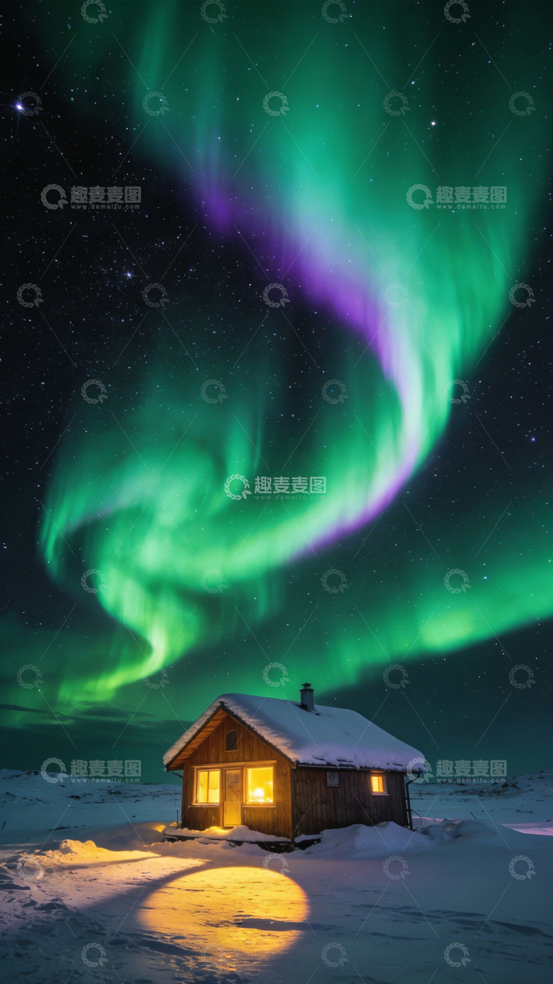 高清大图下载【趣麦麦图】极光暖舍星空梦幻