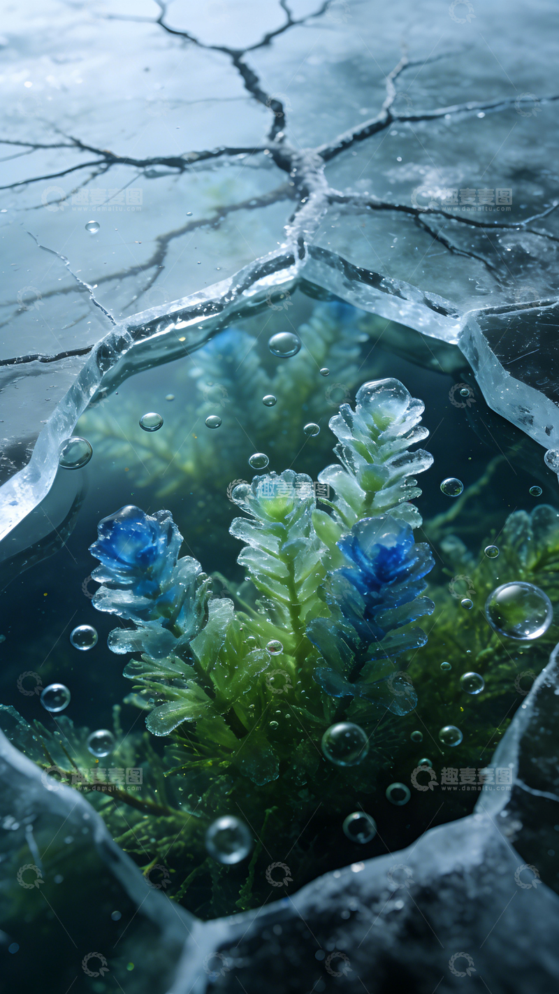 高清大图下载【趣麦麦图】冰下幻藻澄澈绮丽1