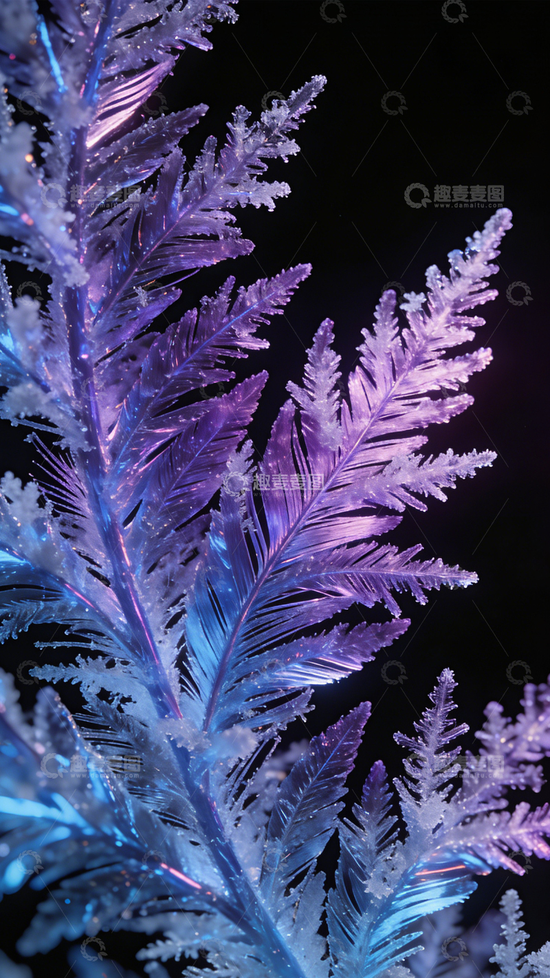 高清大图下载【趣麦麦图】幻彩冰羽蓝紫梦幻