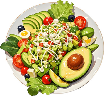 牛油果水果蔬菜沙拉插画