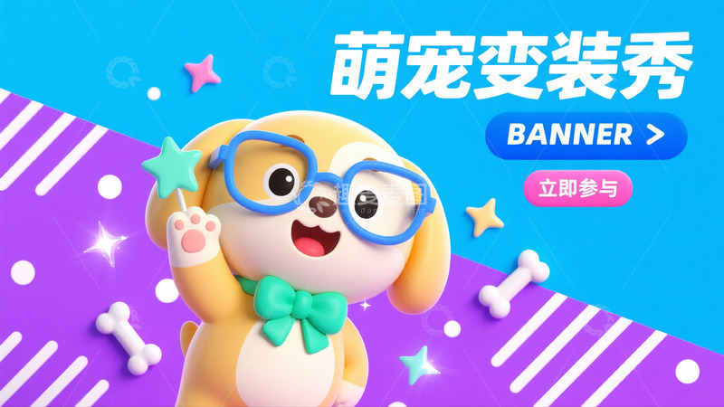 高清大图下载【趣麦麦图】萌宠变装秀之活力狗狗