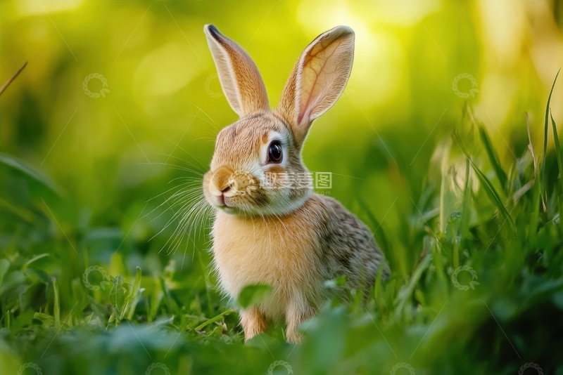 高清大图下载【趣麦麦图】草地上的一只小黄兔子