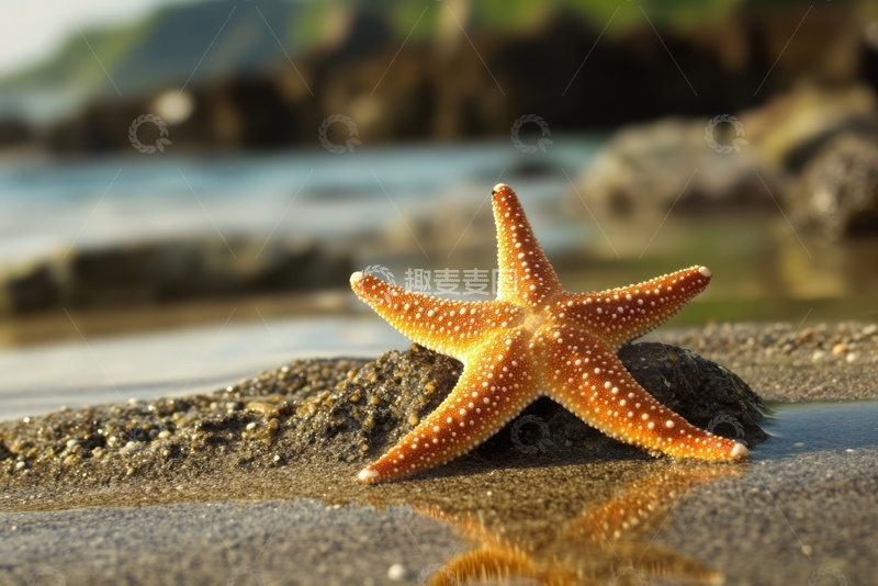 高清大图下载【趣麦麦图】海边的一只海星