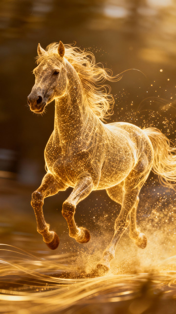 金光闪闪骏马奔腾艺术图