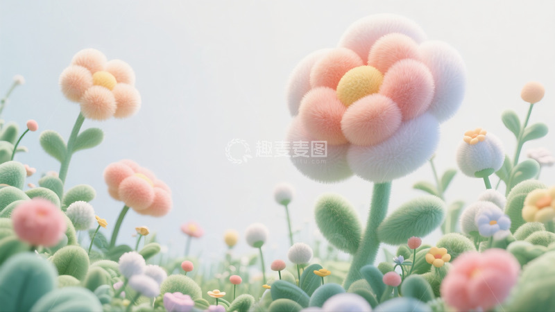 高清大图下载【趣麦麦图】软绒绒粉白花朵的春日秘境