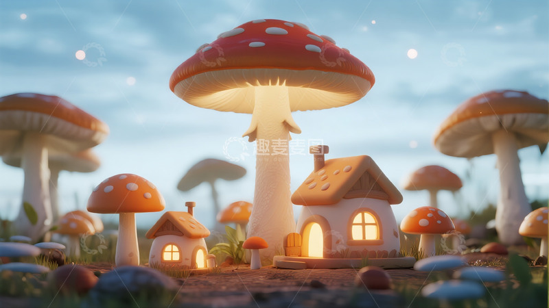 高清大图下载【趣麦麦图】童话蘑菇屋的奇幻森林