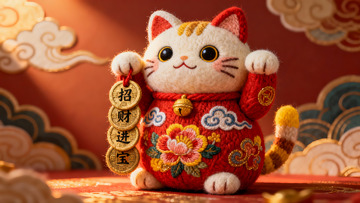 绒线招财猫纳福迎祥