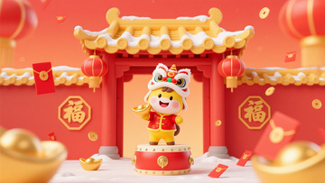 醒狮小马的新春福韵吉庆