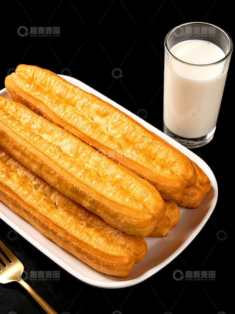 高清大图下载【趣麦麦图】早点油条牛奶