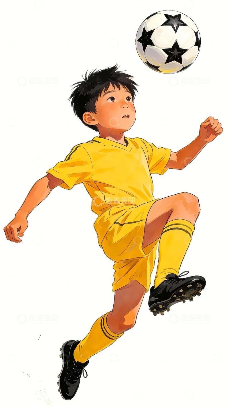 高清大图下载【趣麦麦图】一个踢足球的少年
