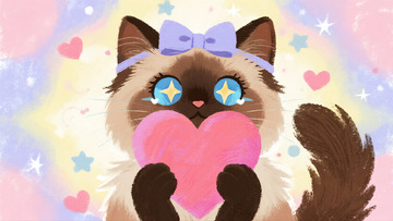 蝴蝶结猫咪的粉心献礼时刻