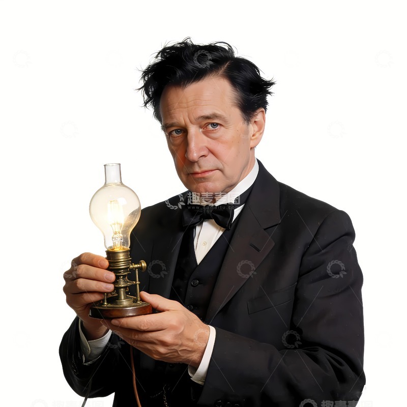 高清大图下载【趣麦麦图】电灯与爱迪生