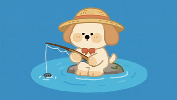 领结小狗的湖畔钓鱼日常