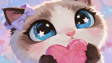 星眸猫咪的粉心温柔献礼