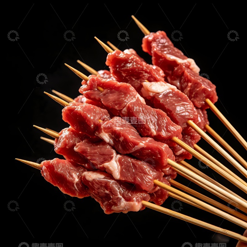 高清大图下载【趣麦麦图】新鲜牛肉串鲜肉