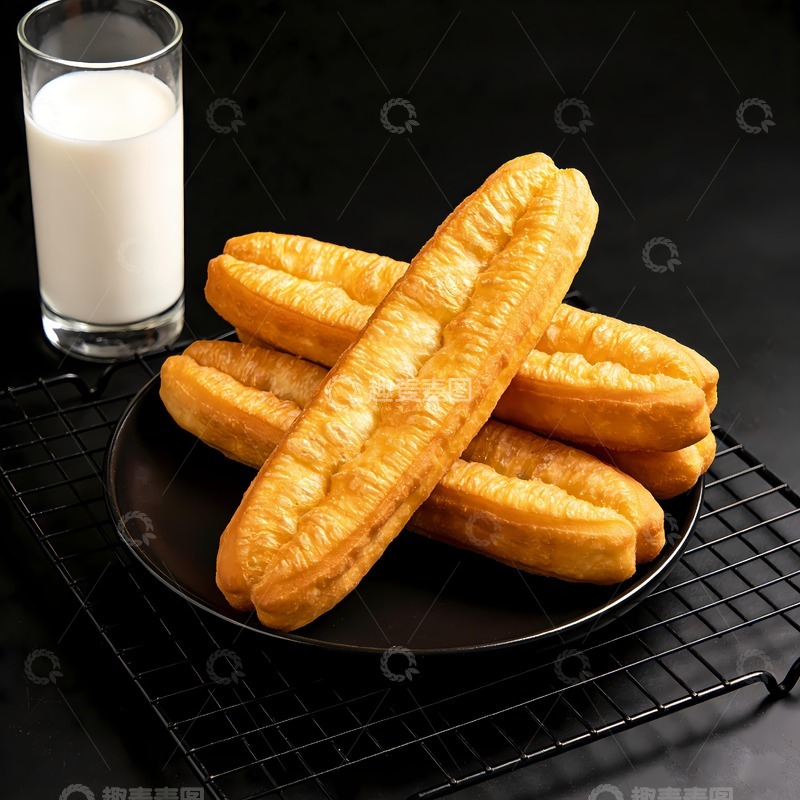 高清大图下载【趣麦麦图】油条与一杯牛奶