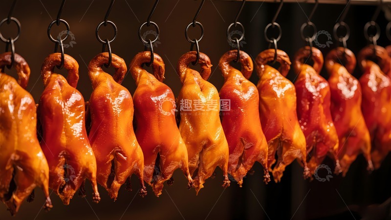 高清大图下载【趣麦麦图】一排整齐的烤鸭
