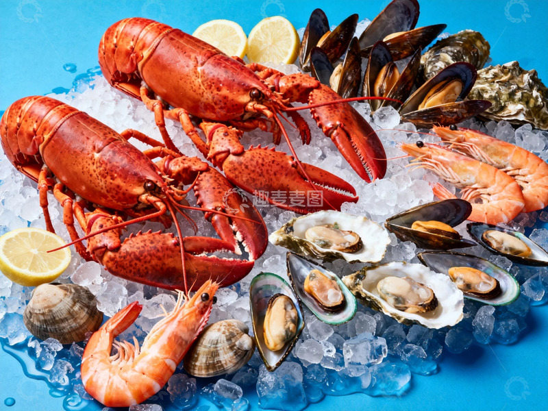 高清大图下载【趣麦麦图】海鲜盛宴冰镇美味