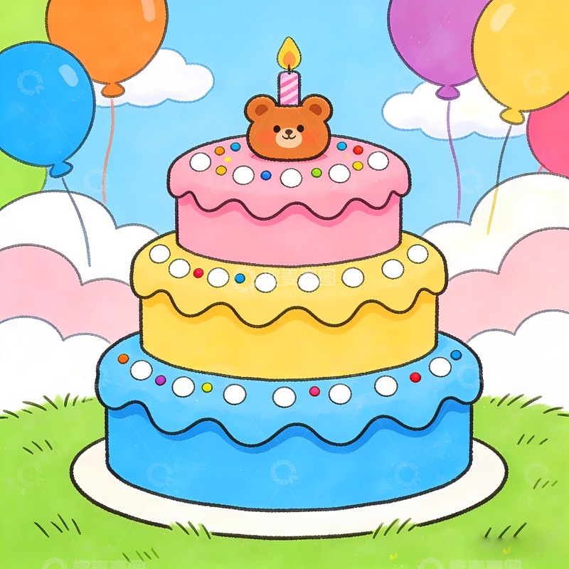高清大图下载【趣麦麦图】-生日快乐生日蛋糕