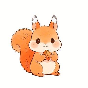 一只小松鼠在吃松果