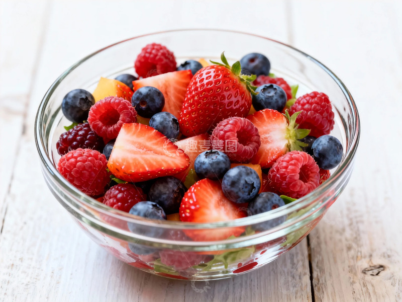 高清大图下载【趣麦麦图】玻璃碗新鲜水果沙拉