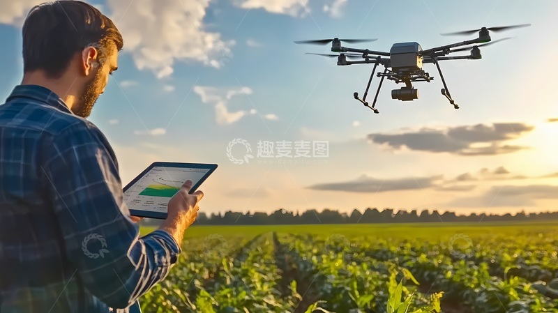 高清大图下载【趣麦麦图】科技农业无人机农田作业摄影