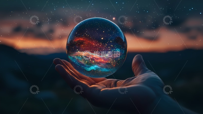高清大图下载【趣麦麦图】梦幻星空水晶球艺术摄影