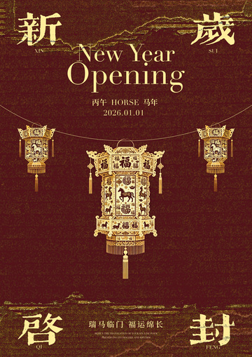 新春开运灯笼海报设计