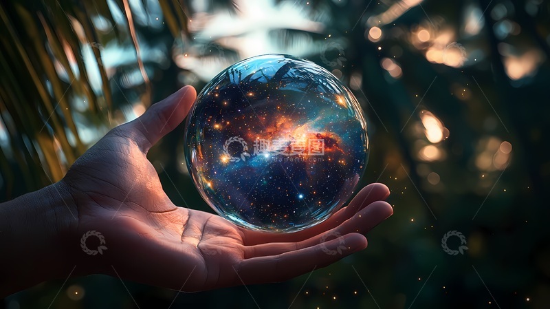 高清大图下载【趣麦麦图】梦幻水晶球森林背景图