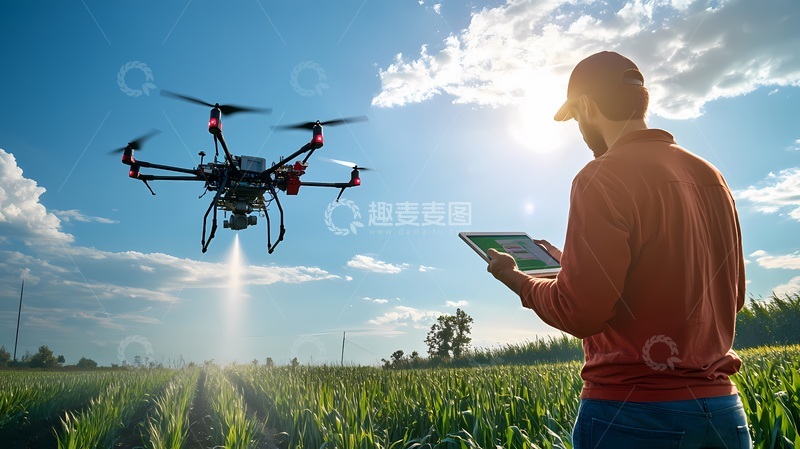 高清大图下载【趣麦麦图】农田无人机操作农业应用