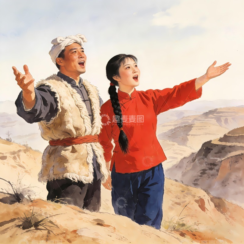 高清大图下载【趣麦麦图】歌唱陕北信天游